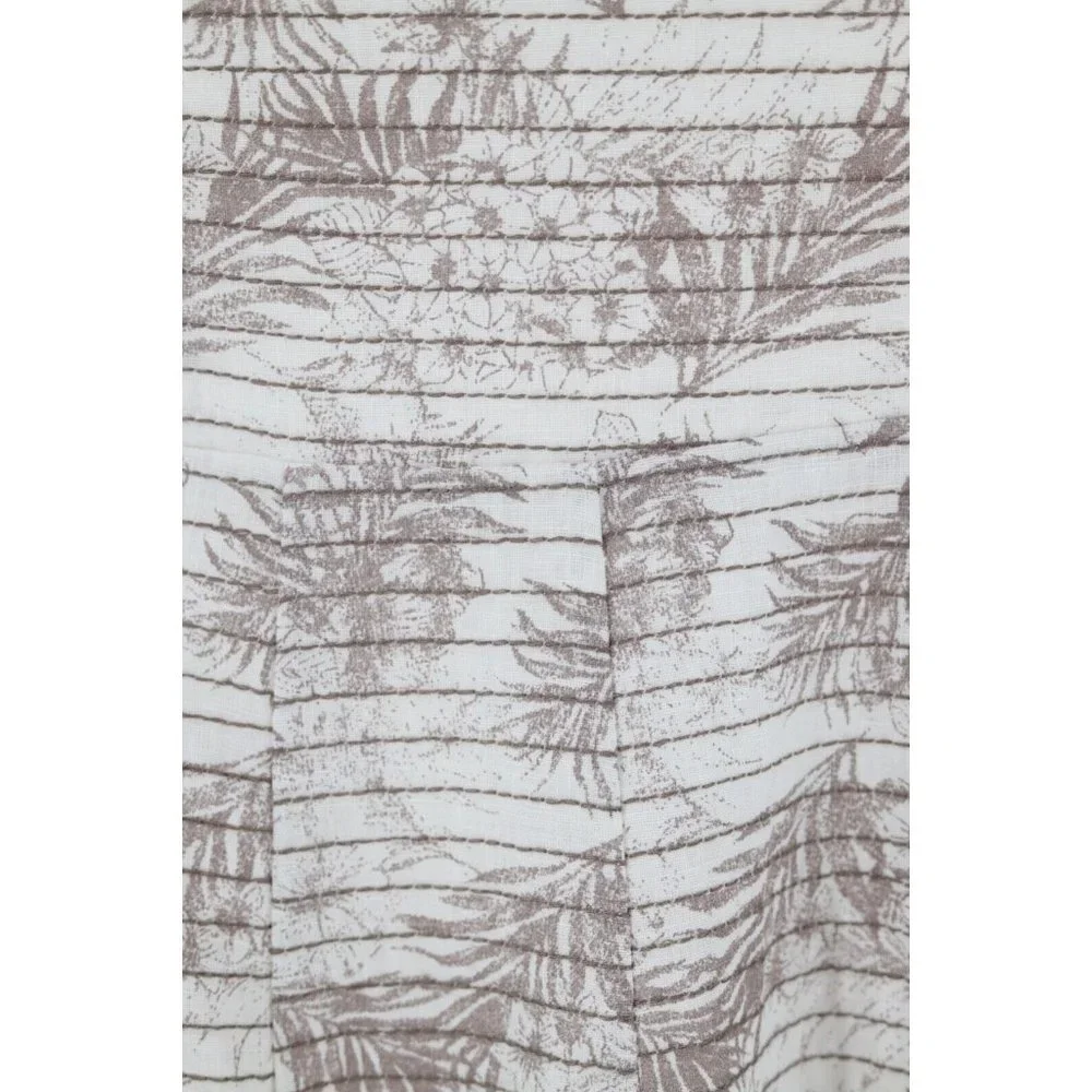 NWT DISSH WOMEN SIZE 4 KOKO CHOCOLATE PALM MIDI DRESS/ Beige White Flora Linen - Picture 6 of 12